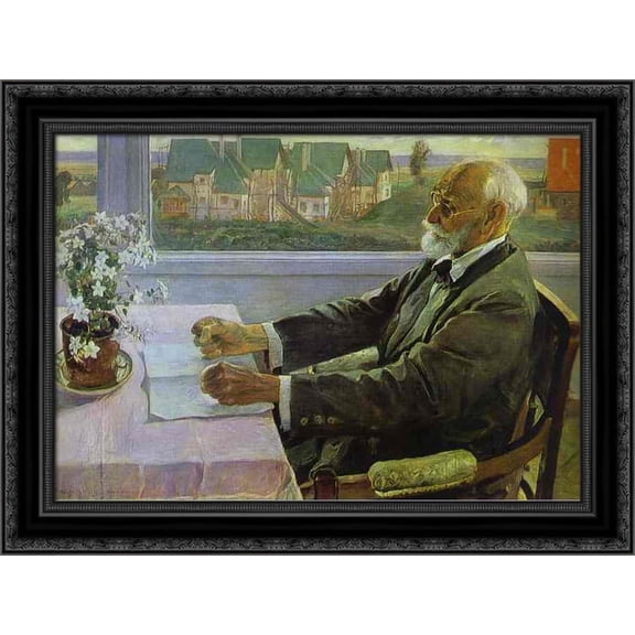 Ivan Petrovich Pavlov 20x20 Black Ornate Wood Framed Canvas Art by Nesterov, Mikhail