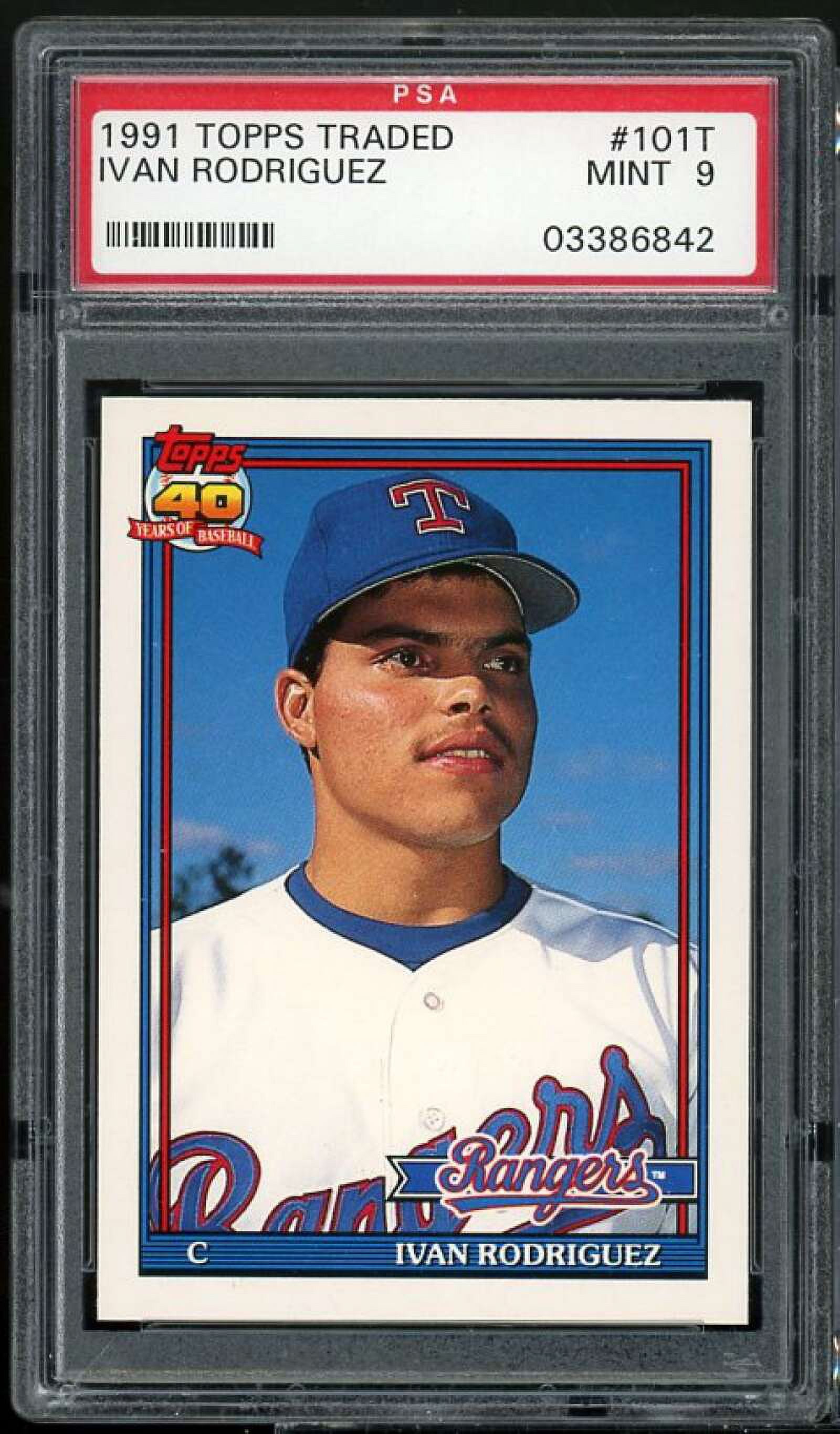 Ivan Rodriguez Rookie Card 1991 Topps Traded #101T PSA 9 Ivan Rodriguez Rookie Card 1991 Topps Traded #101T PSA 9