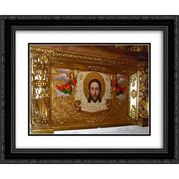 Ivan Rutkovych 2x Matted 24x20 Black Ornate Framed Art Print 'Savior nerukotvornyi (Saviour Not-Made-By-Hands) from the Zhovkva iconostasis '