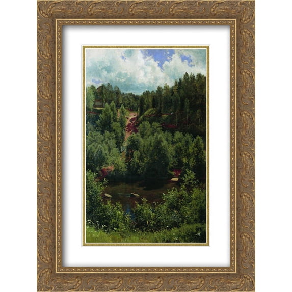 Ivan Shishkin 2x Matted 18x24 Gold Ornate Framed Art Print 'After the rain. Etude of the forest'