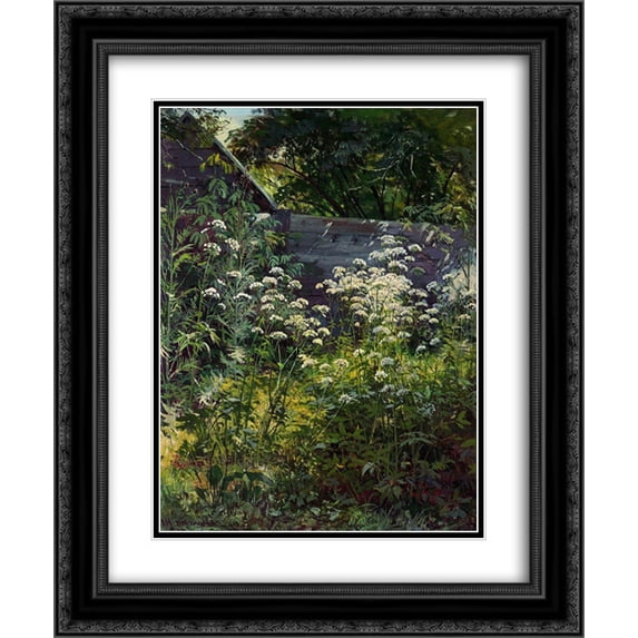 Ivan Shishkin 2x Matted 20x24 Black Ornate Framed Art Print 'Corner of overgrown garden. Goutweed-grass'