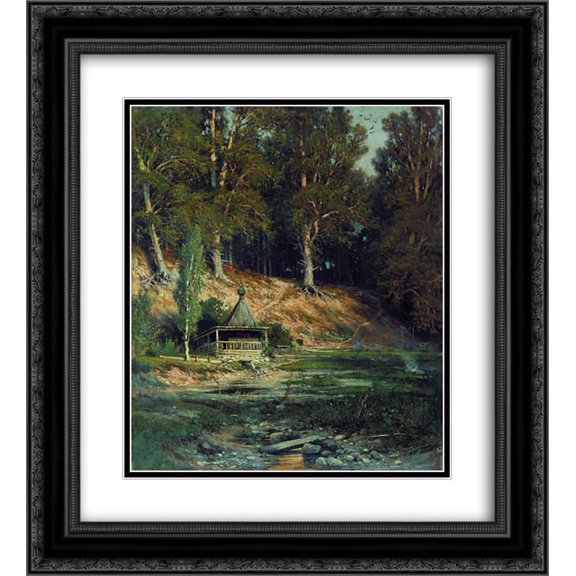 Ivan Shishkin 2x Matted 20x24 Black Ornate Framed Art Print 'The chapel in forest'