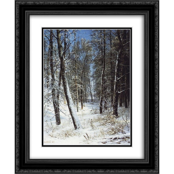 Ivan Shishkin 2x Matted 20x24 Black Ornate Framed Art Print 'Winter in a forest (Rime)'