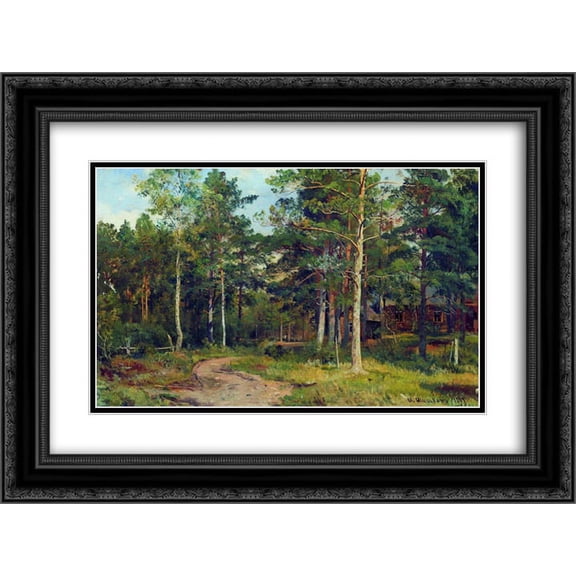 Ivan Shishkin 2x Matted 24x18 Black Ornate Framed Art Print 'Autumn landscape. Path in the forest'