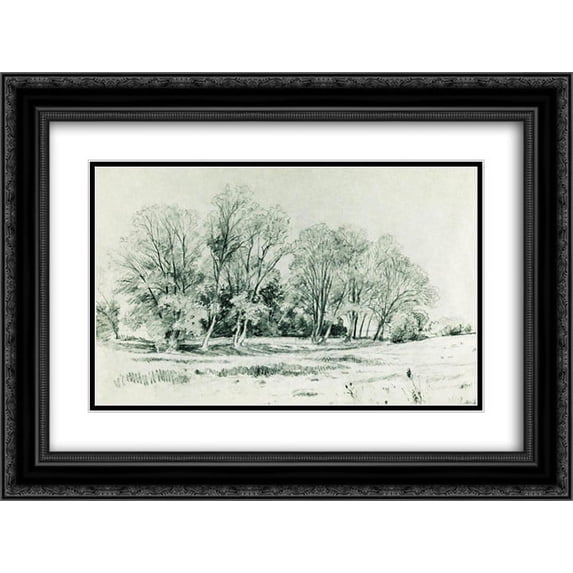 Ivan Shishkin 2x Matted 24x18 Black Ornate Framed Art Print 'Trees in the field. Bratsevo'