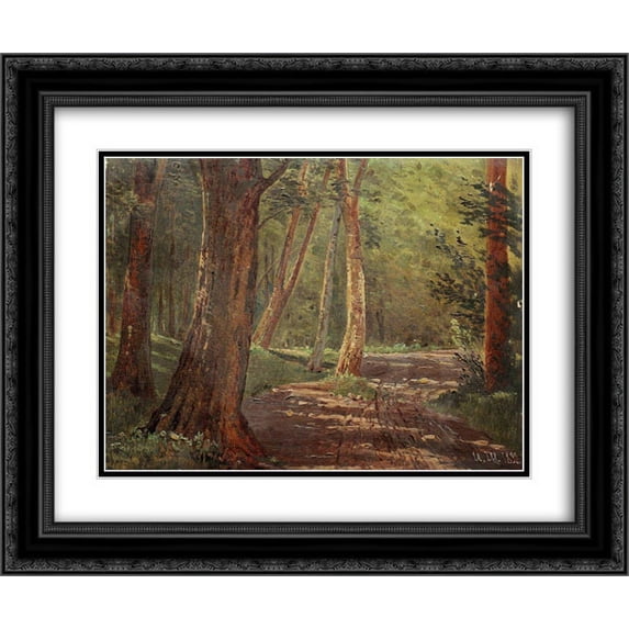 Ivan Shishkin 2x Matted 24x20 Black Ornate Framed Art Print 'Forest road'