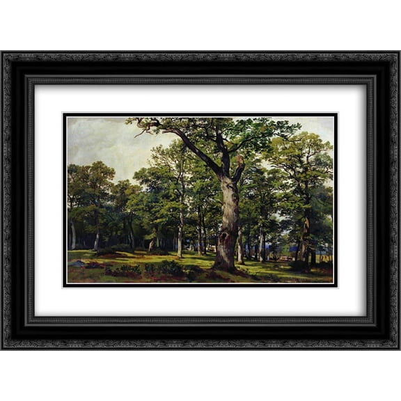 Ivan Shishkin 2x Matted 24x20 Black Ornate Framed Art Print 'Oak forest'