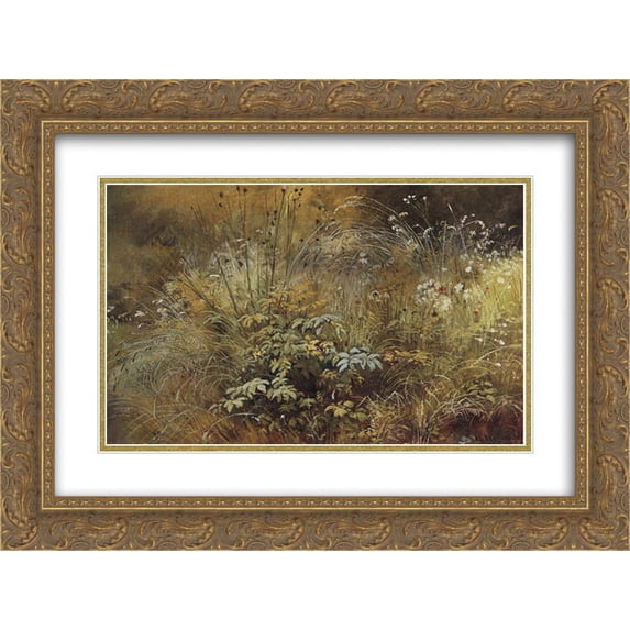 Ivan Shishkin 2x Matted 24x20 Gold Ornate Framed Art Print 'Grass'