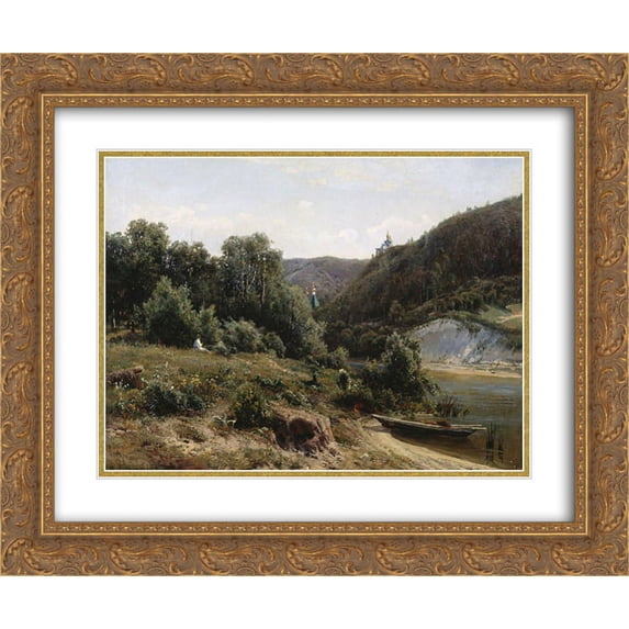 Ivan Shishkin 2x Matted 24x20 Gold Ornate Framed Art Print 'Near the monastery'