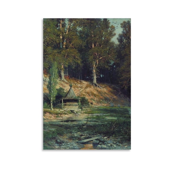 Ivan Shishkin Print Painting The Chapel in Forest Artworks Picture Print Poster Wall Art Painting Canvas Gift Decor Home Posters Decorative 12x18inch(30x45cm)
