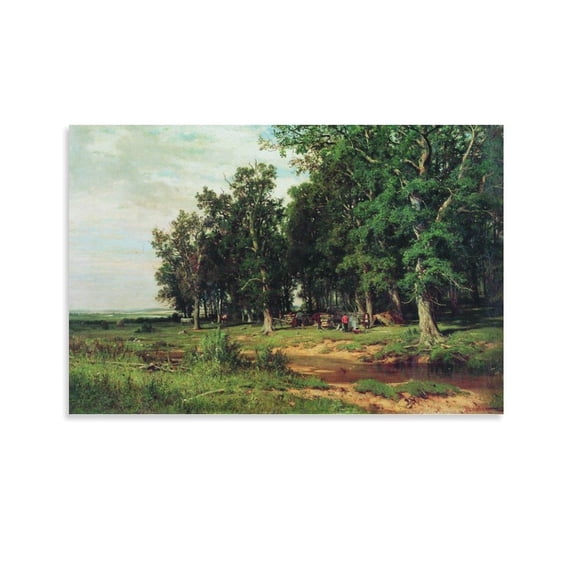 Ivan Shishkin Print Painting Mowing in The Oak Grove Canvas Wall Art Prints Poster Gifts Photo Picture Painting Posters Room Decor Home Decorative 12x18inch(30x45cm)