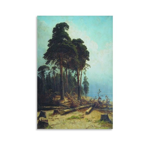 Ivan Shishkin Print Painting Pine Forest 4 Wall Art Picture Painting Poster Canvas Print Posters Artworks Bedroom Living Room Decor 12x18inch(30x45cm)