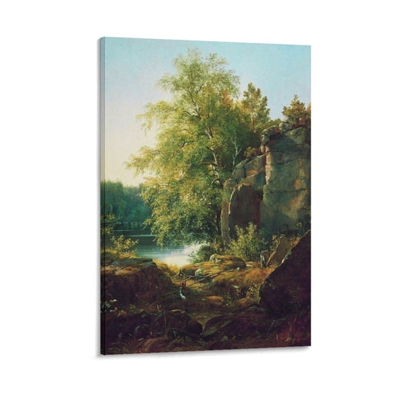 Ivan Shishkin Print Painting View on The Island of Valaam Posters Wall Art Painting Canvas Gift Living Room Prints Bedroom Decor Poster Artworks 16x24inch(40x60cm)