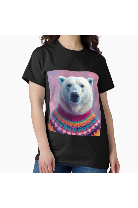 Ivan The Polar Bear Graphic Art Cute Winter Animal Illustration Unisex T-Shirt, up to size 5XL