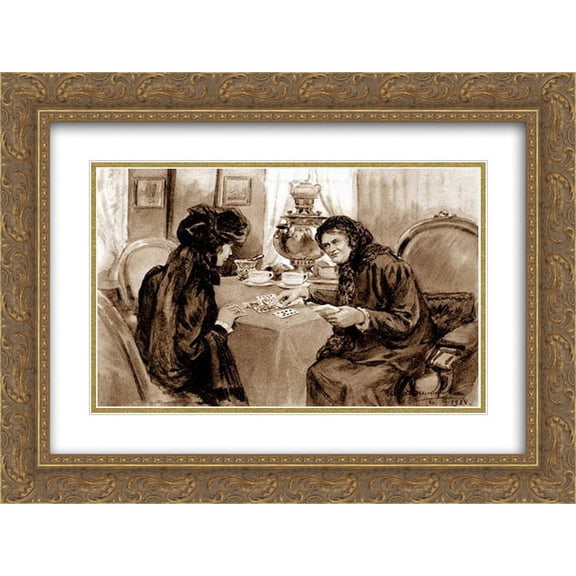 Ivan Vladimirov 2x Matted 24x20 Gold Ornate Framed Art Print 'Cartomancy'