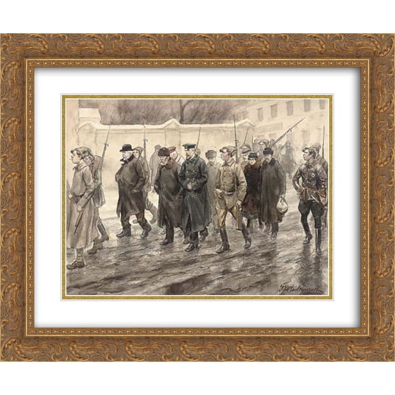 Ivan Vladimirov 2x Matted 24x20 Gold Ornate Framed Art Print 'Escort of prisoners'
