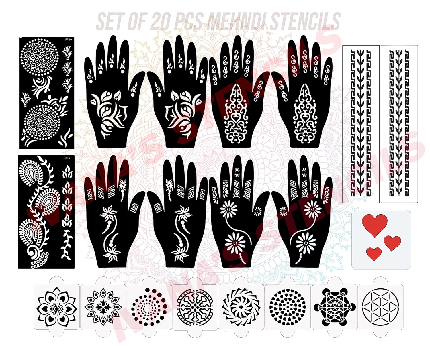 Ivanas Set of 20 Pcs Combo Pack Reusable Mehandi Design Sticker ...