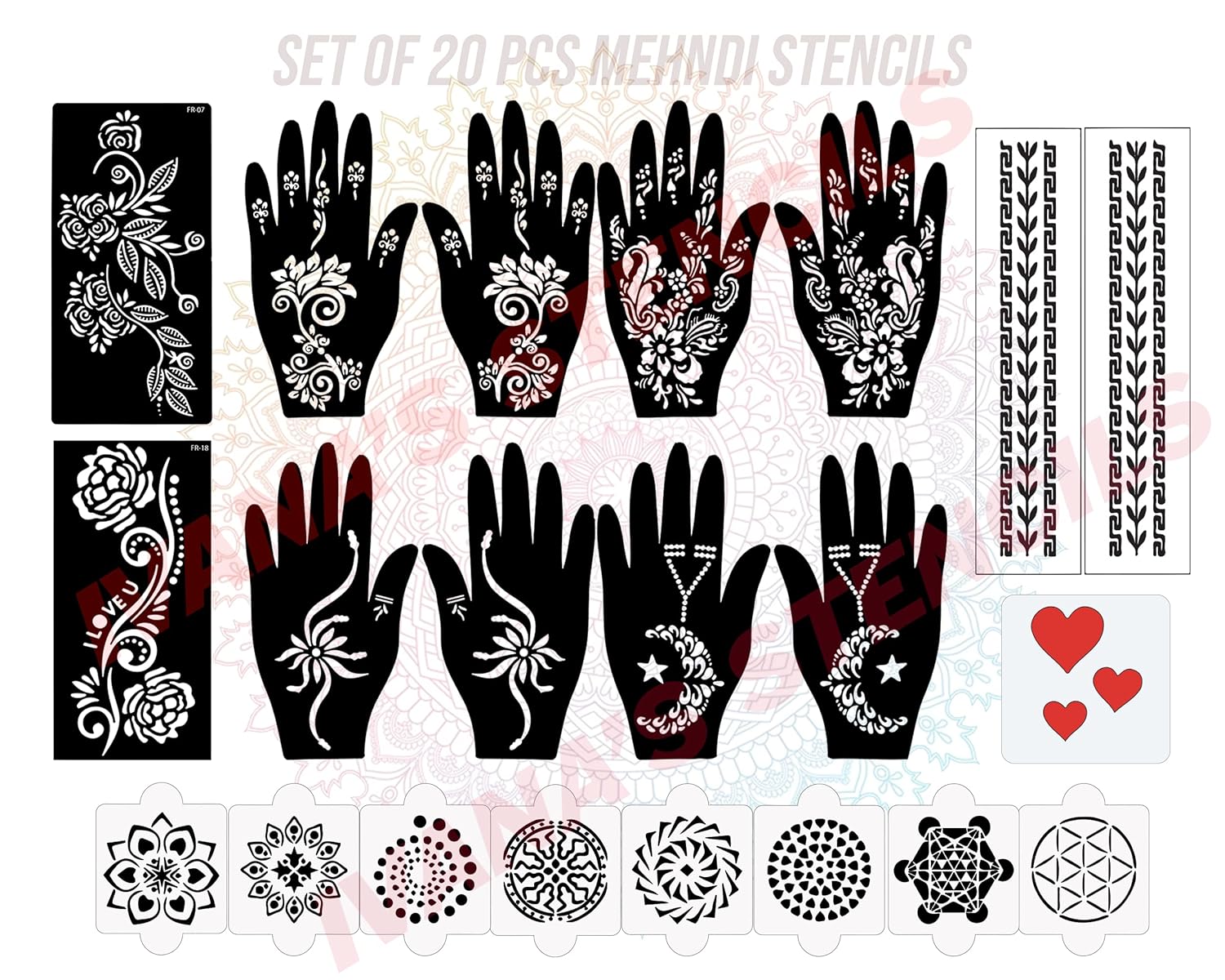 Ivanas Set of 20 Pcs Combo Pack Reusable Mehandi Design Sticker ...