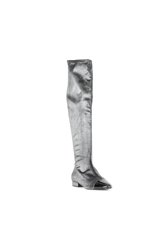 Womens Alie2 Cap Toe Knee High Fashion Boots, Silver, Size 8.5