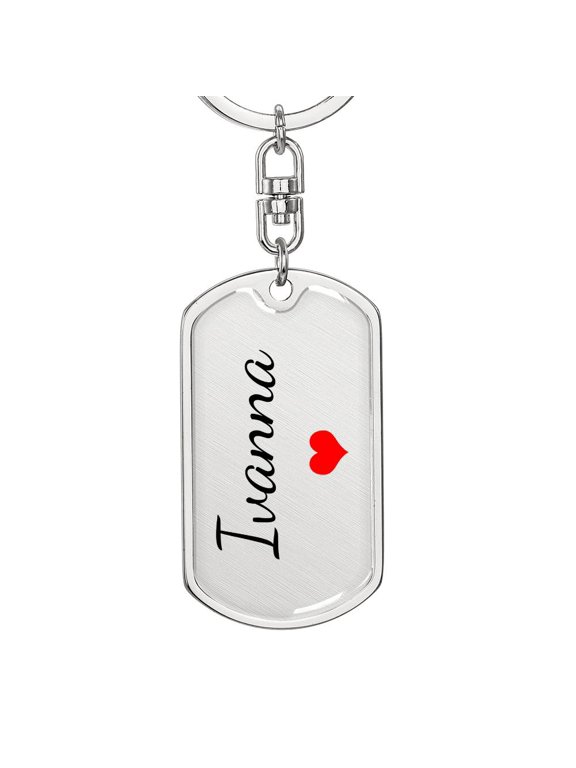 Ivanna Keychain – Custom Name Keychain for Women Title: Dog Tag with Swivel Keychain (Steel)