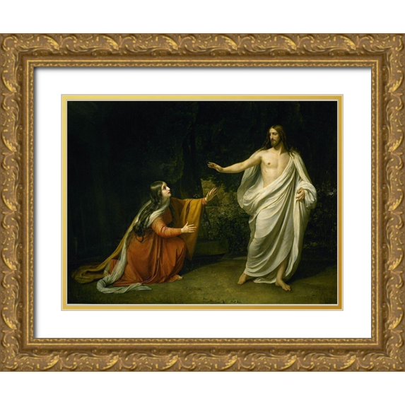 Ivanov, Alexander 14x12 Gold Ornate Wood Framed with Double Matting Museum Art Print Titled - Christs Appearance to Mary Magdalene after the Resurrection