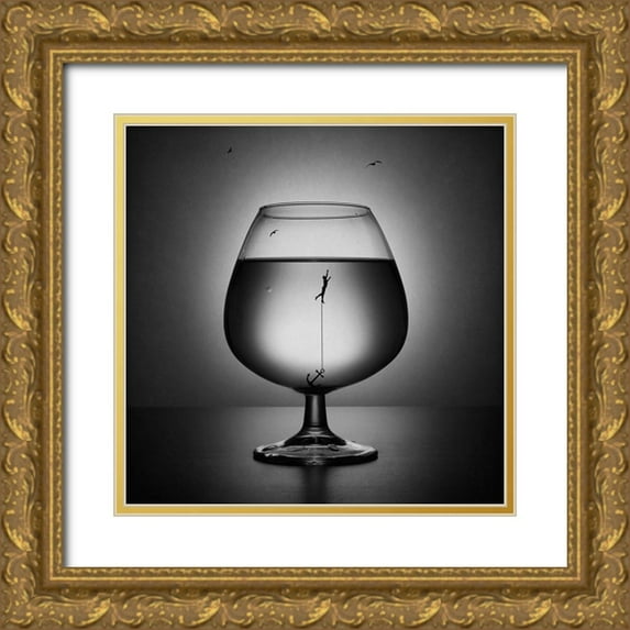 Ivanova, Victoria 20x20 Gold Ornate Wood Framed with Double Matting Museum Art Print Titled - Alcoholism. The Drowning