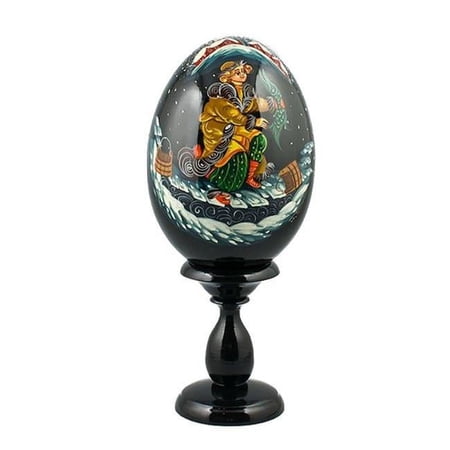 Ivanushka with Pike Fairy Tale Collectible Wooden Easter Egg 6.25 Inches