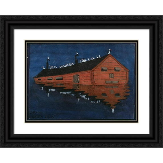 Ivar Arosenius 18x14 Black Ornate Wood Framed Double Matted Museum Art Print Titled - Noah's Ark