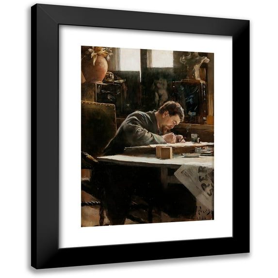 Ivar Nyberg 18x24 Black Modern Framed Museum Art Print Titled - An Artist Drawing. Victor Andren (1884)