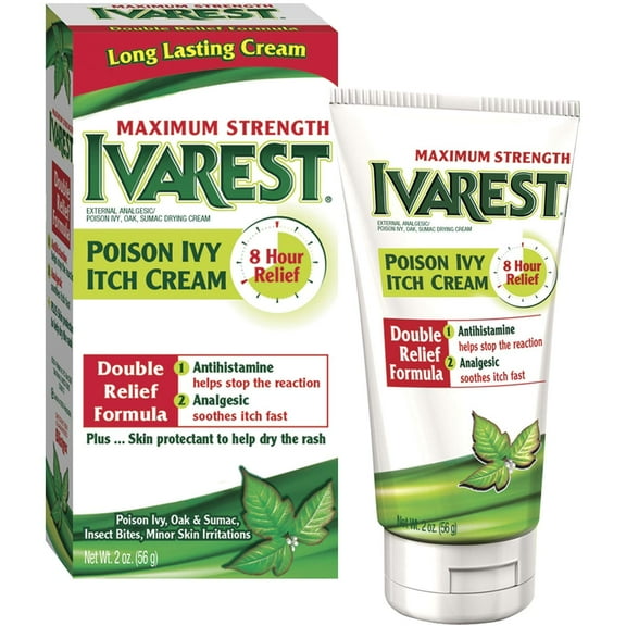 Ivarest Anti-Itch Cream, Poison Ivy Treatment, Poison Ivy Relief Product, Poison Oak Relief, Poison Sumac Relief, Maximum Strength, Medicated, 2 Ounce