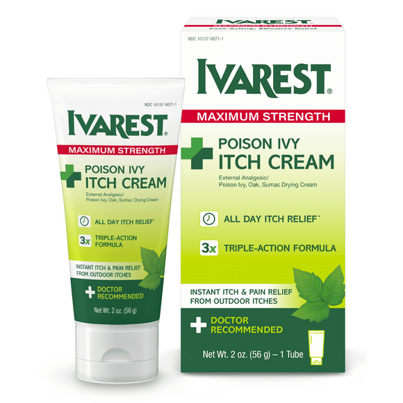 Ivarest Poison Ivy Medicated Cream, Max Strength Relief, Fast-Acting, Anti-Itch, 2oz Unscented