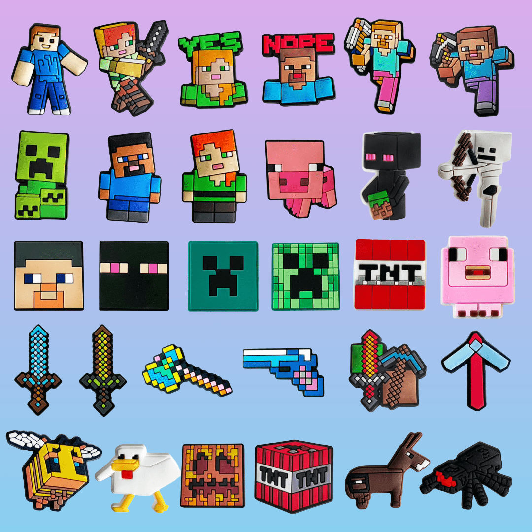 IVASKY 30 Pcs Pixel Shoe Charms for Clogs, 8-Bit Blockworld Clog ...