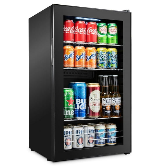 IVATION 101 Beverage Refrigerator Mini Fridge with Glass Door - Black