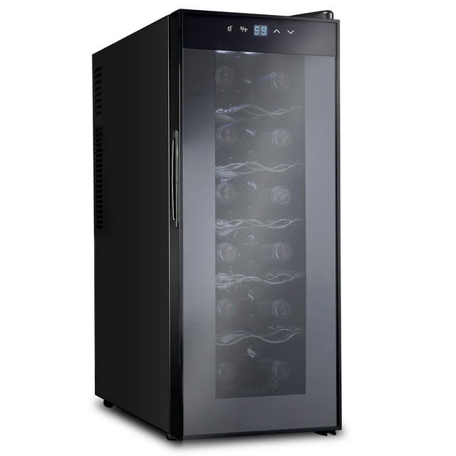 Ivation 12 Bottle Single Door Thermoelectric Freestanding Wine Cooler