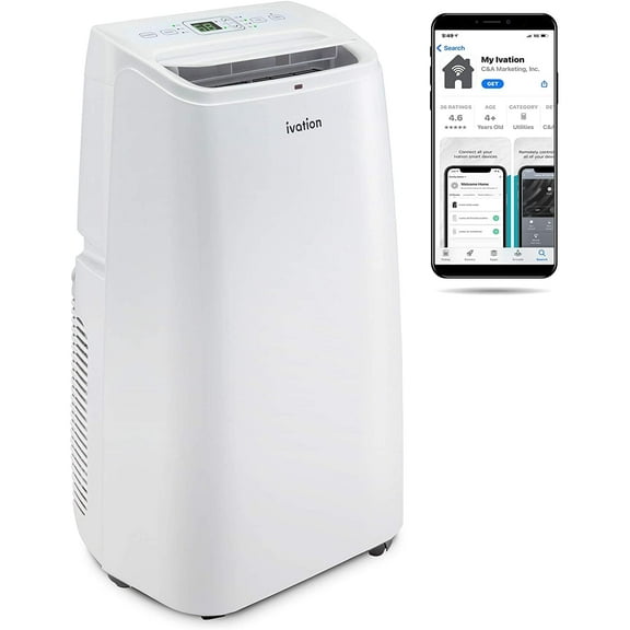Ivation 13000 BTU Portable Air Conditioner Up to 500 Sq Ft, 3-in-1 Wi-Fi Cooling, Dehumidifier & Fan