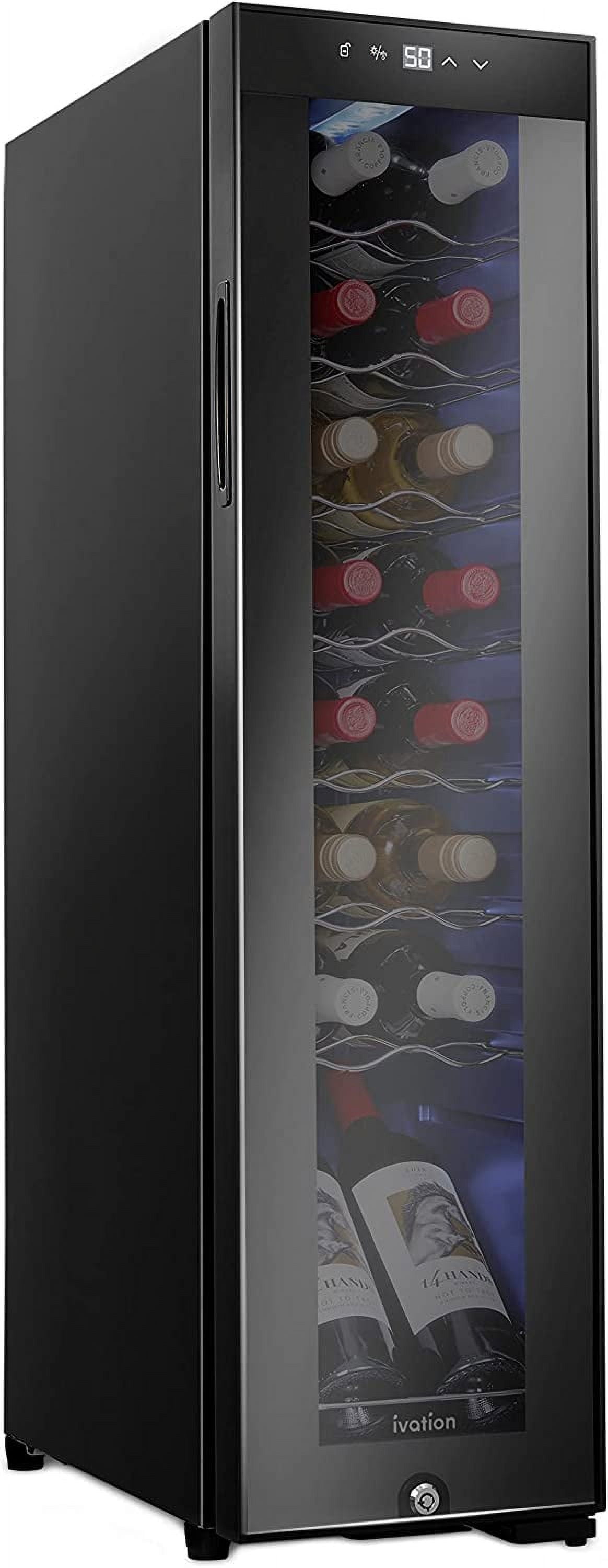 IVATION 16-Bottle Compressor Wine Refrigerator with Lock, Black