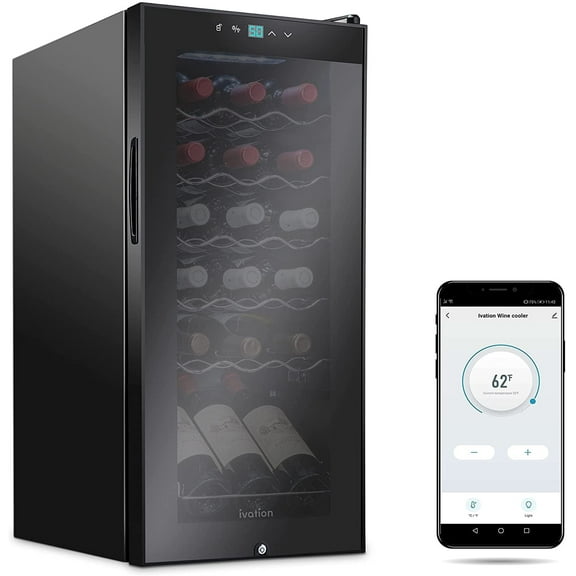 Ivation 18-Bottle Glass Door Compressor Refrigerator, Black