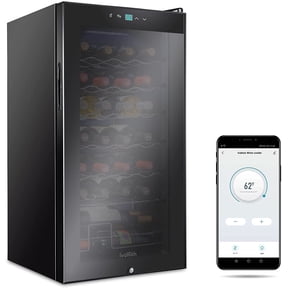 Ivation 28 Bottle Compressor Cooler Refrigerator with Wi-Fi Smart App, Black
