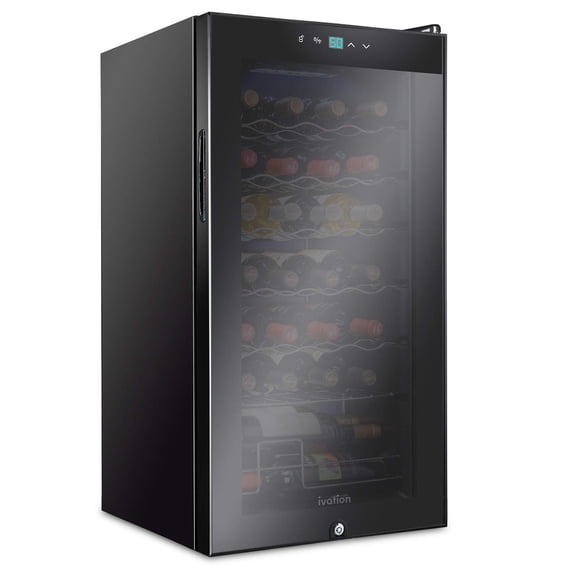 IVATION Compressor Wine Cooler Refrigerator with Lock, Black