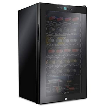 Ivation 34 Bottle Wine Cooler, Freestanding Wine Refrigerator W/ Lock - Black