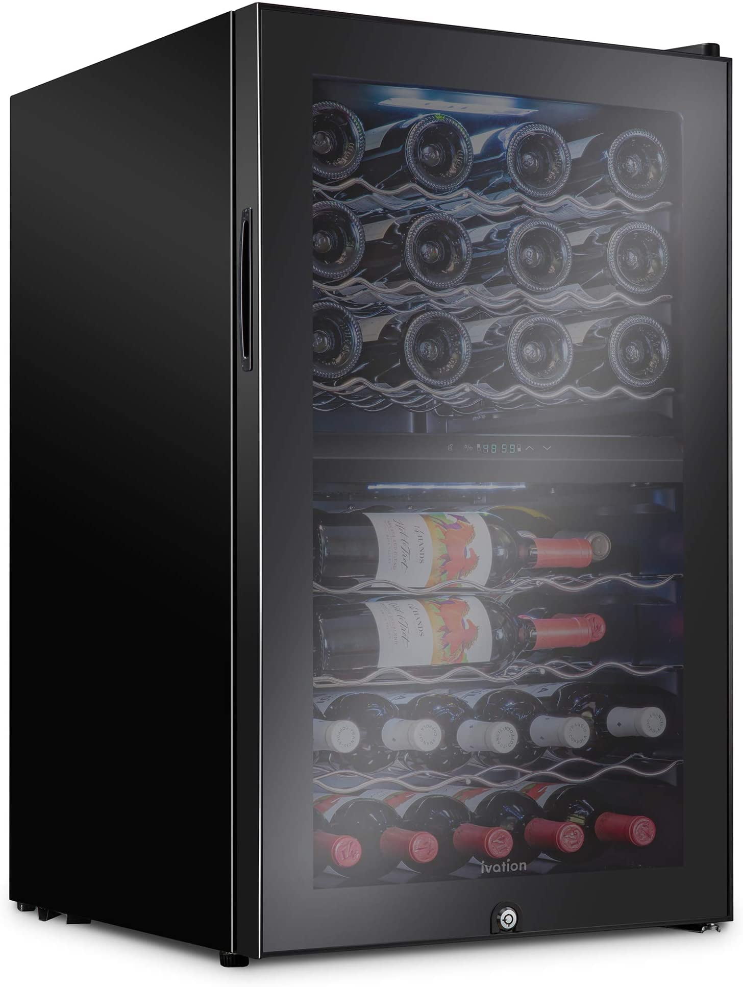 Ivation 43 Bottle Black Freestanding Dual Zone Wine Cooler