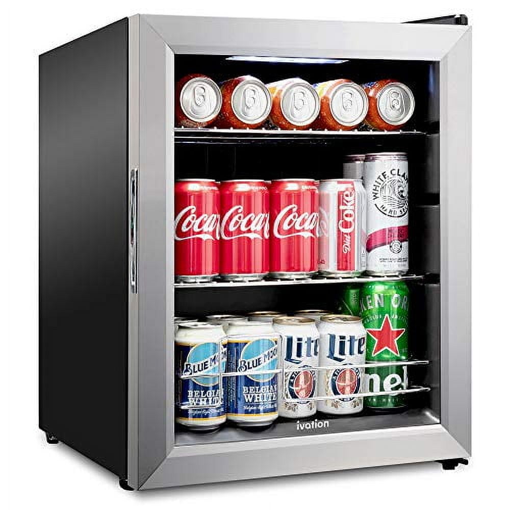 Compact Stainless Steel Beverage Refrigerator with Glass Door