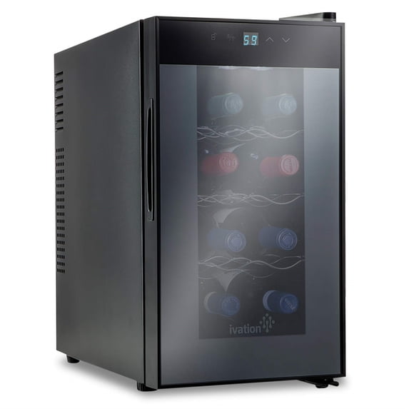 Ivation 8 Bottle Thermoelectric Wine Cooler, Quiet Freestanding Wine Fridge, Black