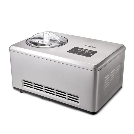 Ivation Automatic Compressor Ice Cream Maker, 2 Qt Gelato Maker, Gray