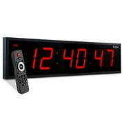 IVATION 24-inch Digital Wall Clock with Stopwatch, Timer, Alarms, Temperature, Remote