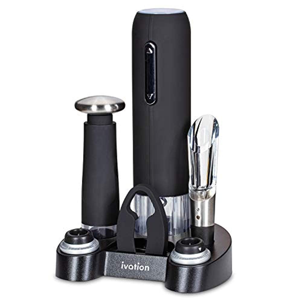 Ivation Black Stainless Steel 7-Piece Electric Wine Opener Set
