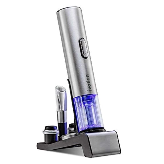 Ivation 6-in-1 Wine Gift Set W/Bottle Opener, Wine Preserver, Stoppers, Foil Cutter & Charging Base