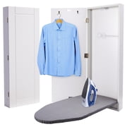 Ivation Ironing Board, Wall Mounted Ironing Board Cabinet W/Left Side Door & Release Lever, White