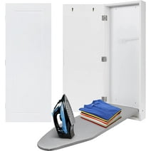 Ivation Foldable Wall-Mounted Ironing Board, Iron Board with Cabinet Door, White