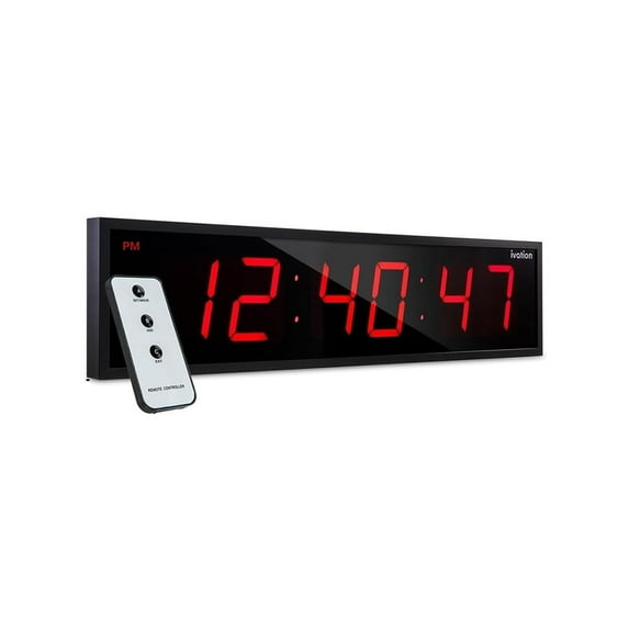 IVATION 24-Inch Digital Indoor Clock with LED Display & Mounting Hardware